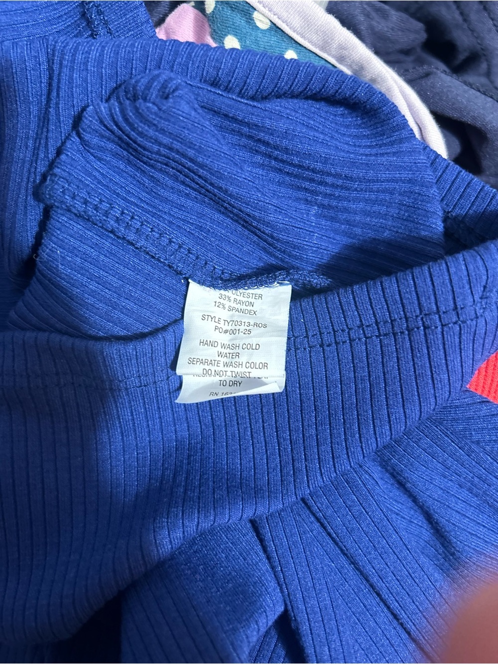 Blue Ribbon-Trim Puff Sleeve Ribbed Top - Picture 5 of 5